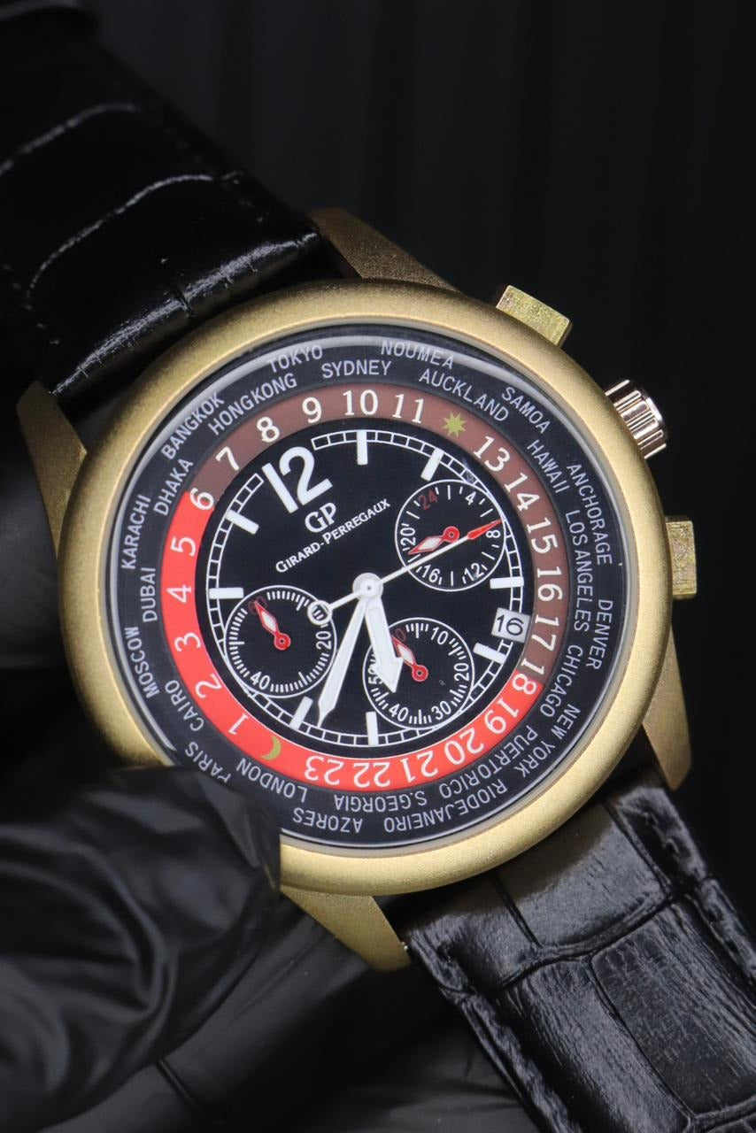 ZH RoyalAce Vintage Chronograph Watch – Black &amp; Gold