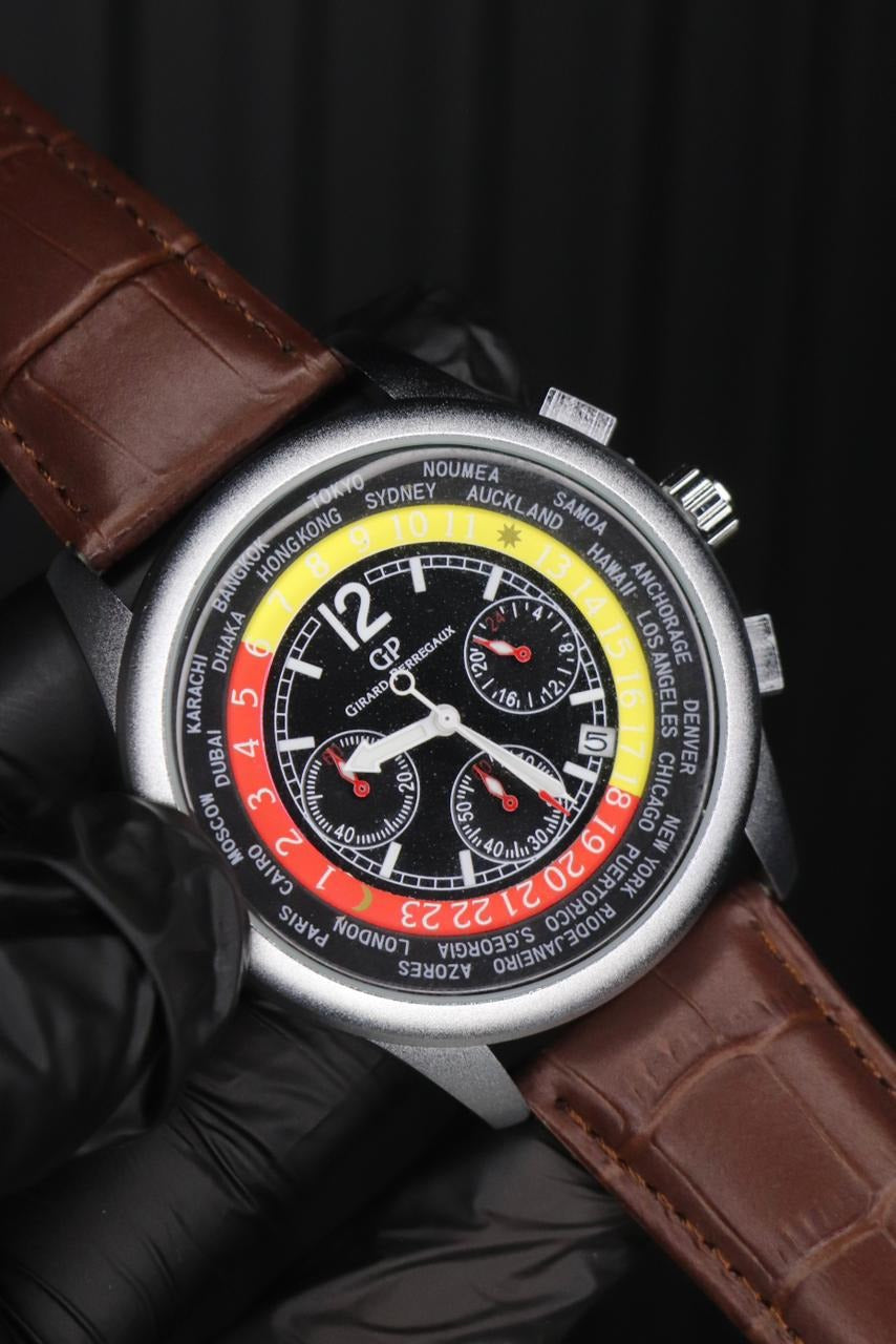ZH RoyalAce Vintage Chronograph Watch – Black &amp; Gold