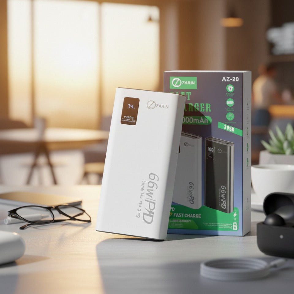 ZH AZ-20 66W PD Super Fast Charging Power Bank – 20,000mAh (Digital Display)