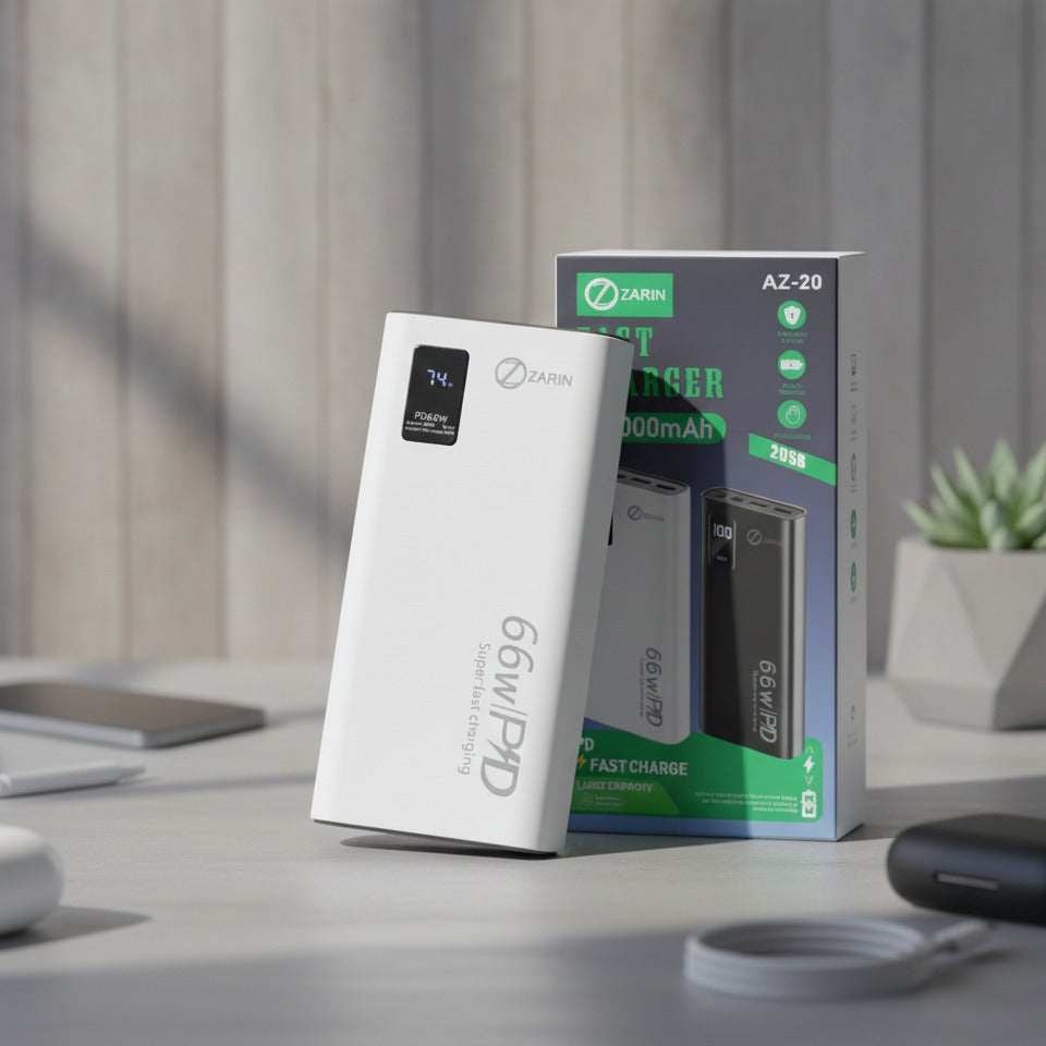 ZH AZ-20 66W PD Super Fast Charging Power Bank – 20,000mAh (Digital Display)