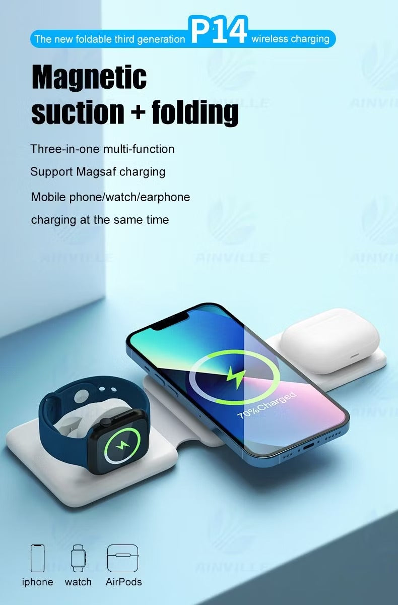 MagniCharge Pro 15W – 3-in-1 Magnetic Wireless Fast Charging Stand