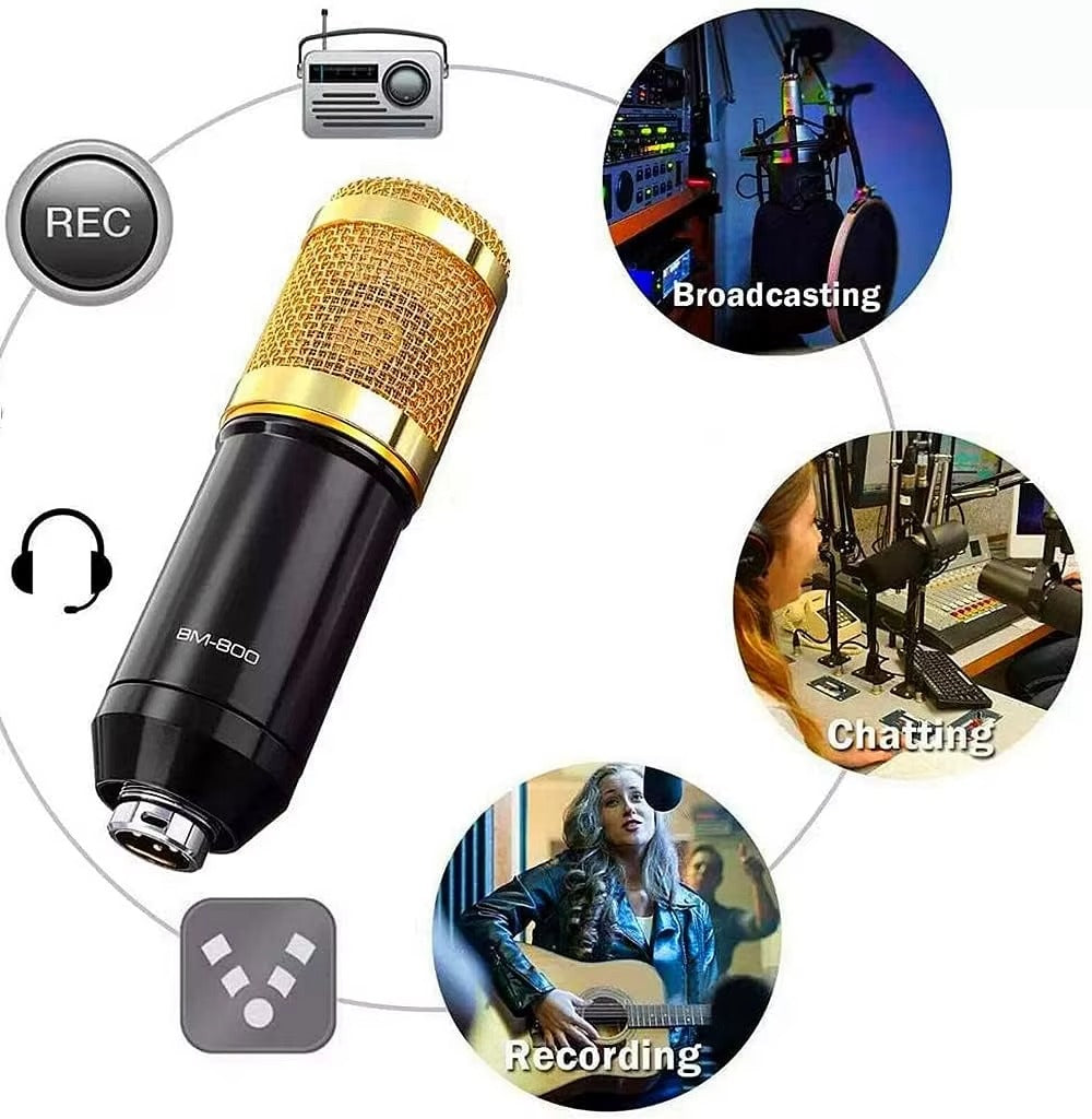 ZH SoundCast Pro V8 Podcast Microphone Kit with Live Sound Card