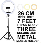 ZH 26CM LED Ring Light with Mobile Holder & 7ft Tripod Stand