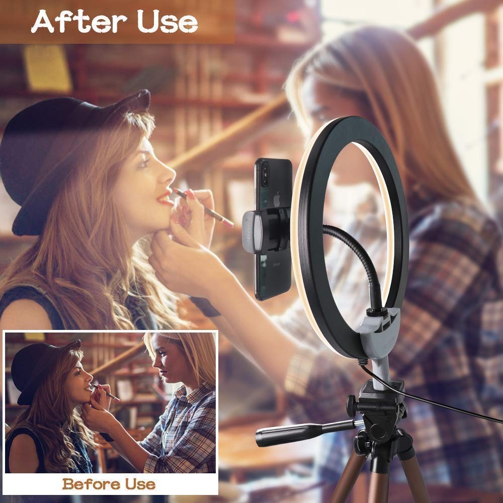 ZH LumiRing Pro 10" LED Fill Light with Universal Phone Holder & Dimmable Modes