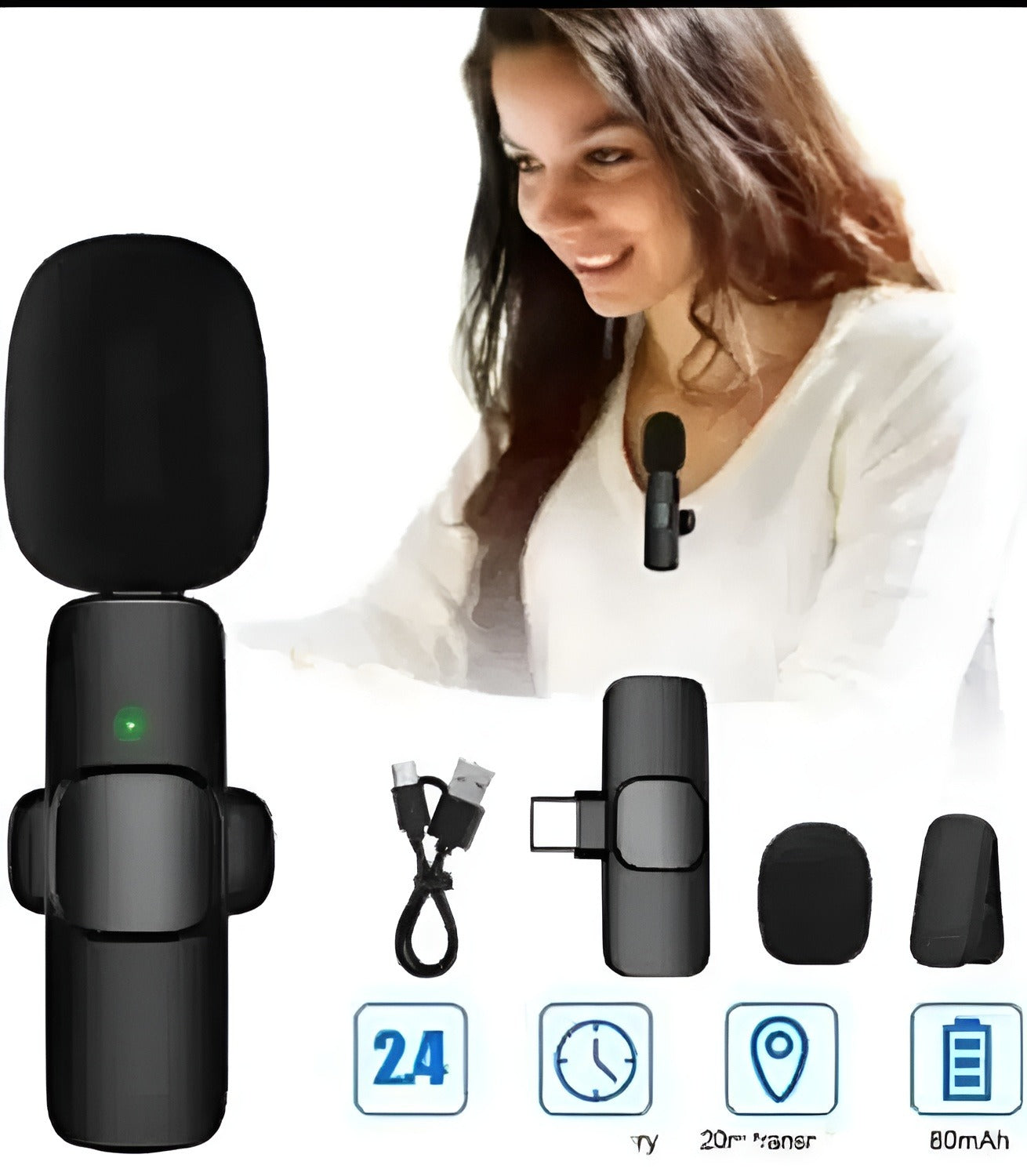 Wireless Lavalier Microphone for iPhone & Android