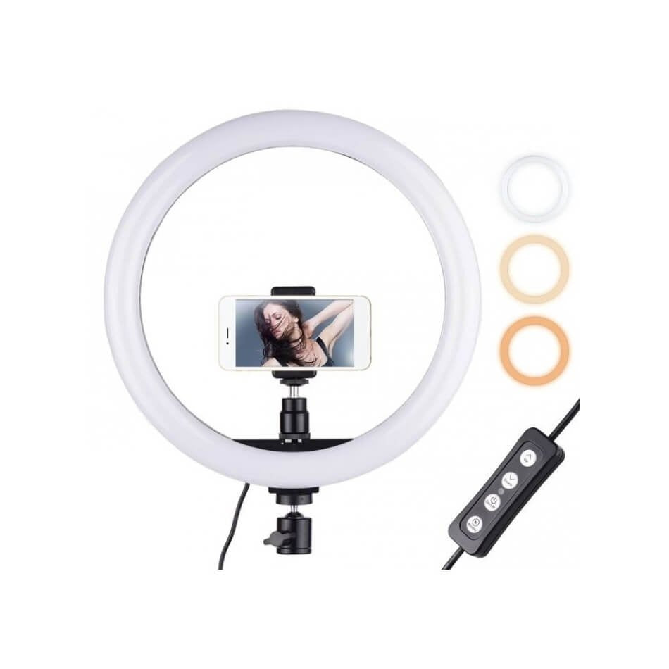 ZH LumiRing Pro 10" LED Fill Light with Universal Phone Holder & Dimmable Modes