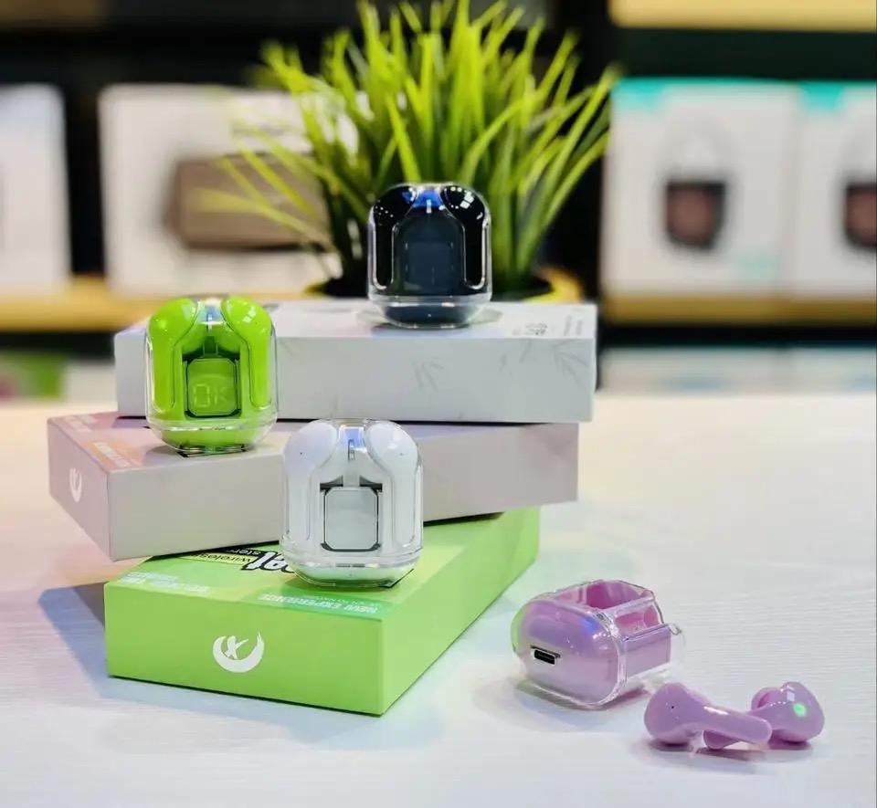 ZH CrystalWave Buds | Wireless Earbuds 🎧 | Transparent Charging Case | Bluetooth 5.3 | Type-C Charging | Durable Design